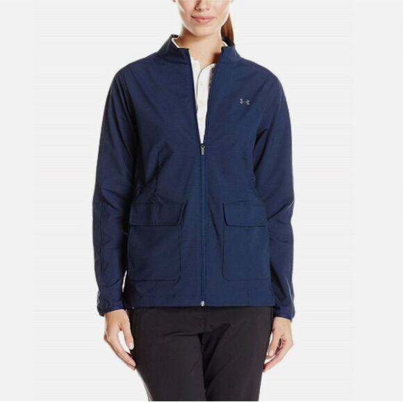 Under Armour Women's Full Zip Windbreaker Navy Size L - Picture 1 of 10